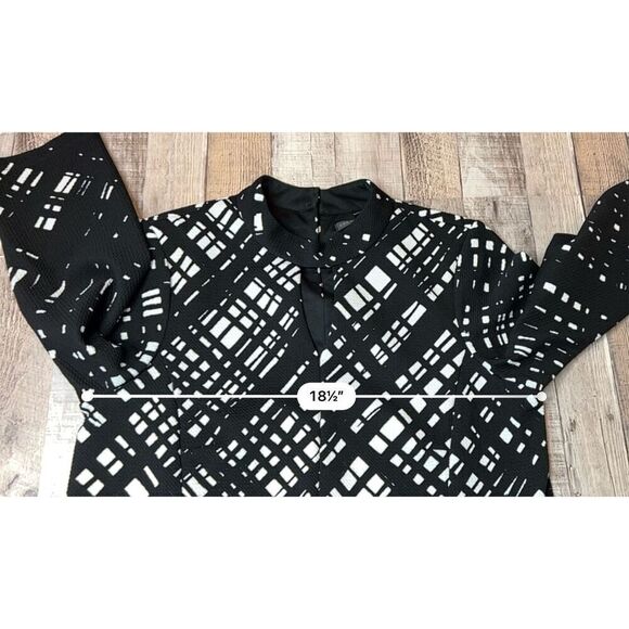 Chris McLaughlin Black White Geometrical Keyhole Shift Dress Sz 12 Pockets Moder - Picture 8 of 14